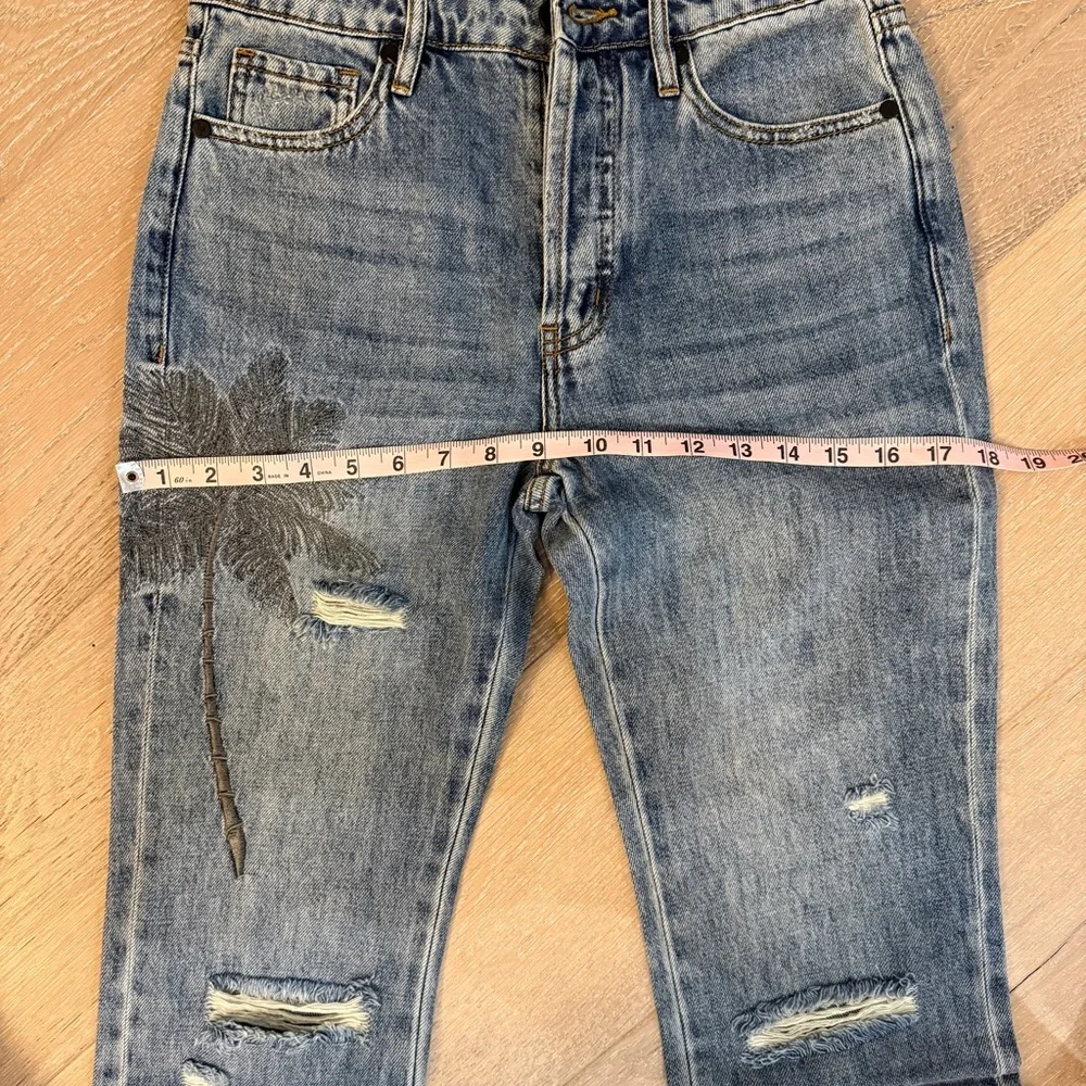 Free People Sandrine Rose denim jeans Palm Tree Embroidered size 26 NWT